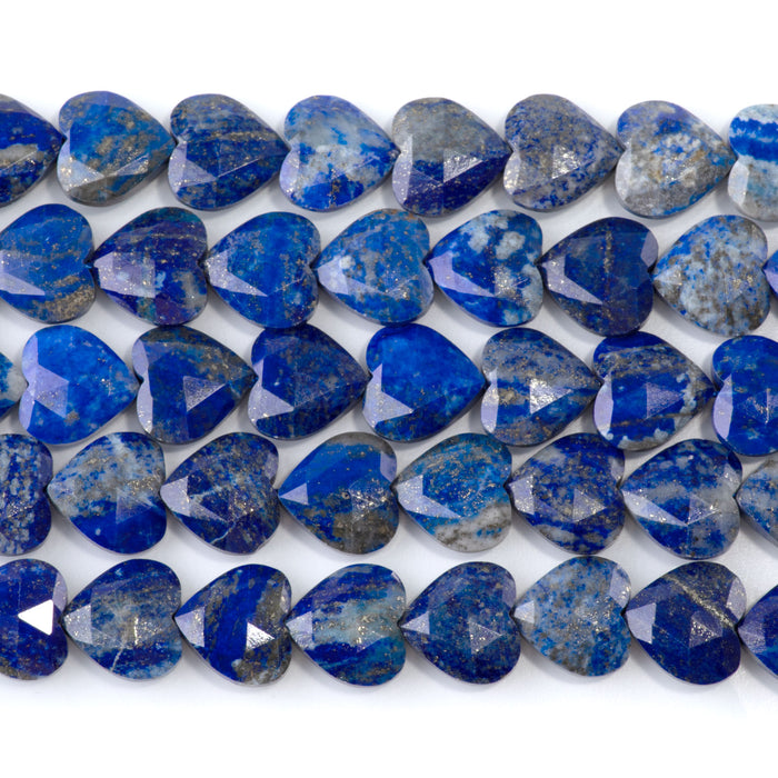 Lapis 14mm Faceted Heart - 15-16 Inch