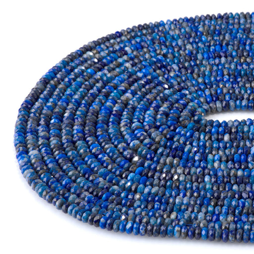 This is a Dakota Stones 2x4mm Lapis Gemstone strand with faceted rondelle beads in 15-16 inch strand.