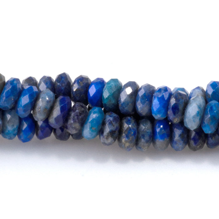 This is a Dakota Stones 2x4mm Lapis Gemstone strand with faceted rondelle beads in 15-16 inch strand.