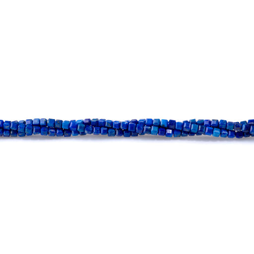 This is a Dakota Stones 3mm Lapis Gemstone strand with A grade table-cut cube beads in 15-16 inch strand.