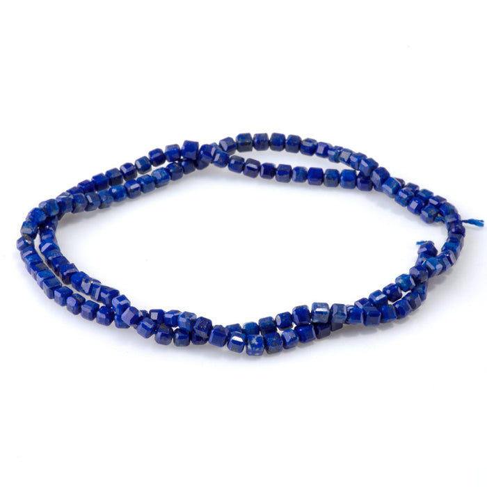 This is a Dakota Stones 3mm Lapis Gemstone strand with AAA grade table-cut cube beads in 15-16 inch strand.