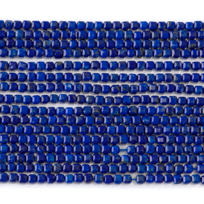 This is a Dakota Stones 3mm Lapis Gemstone strand with AAA grade table-cut cube beads in 15-16 inch strand.