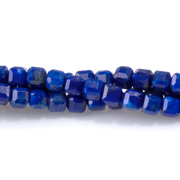 This is a Dakota Stones 3mm Lapis Gemstone strand with AAA grade table-cut cube beads in 15-16 inch strand.