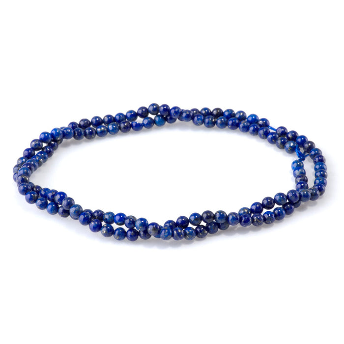 This is a Dakota Stones 3mm Lapis Gemstone strand with round beads in 15-16 inch strand.