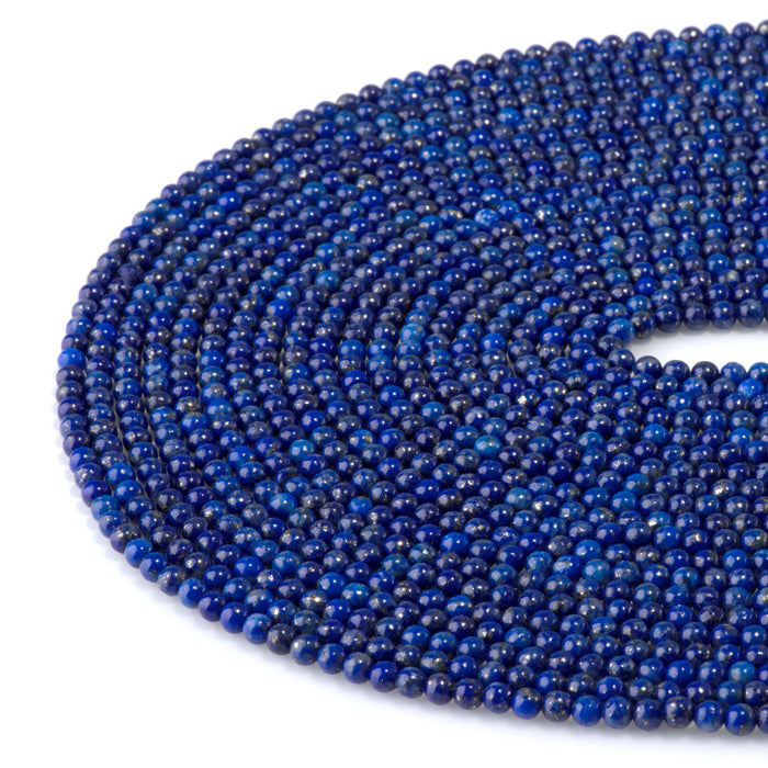 This is a Dakota Stones 3mm Lapis Gemstone strand with round beads in 15-16 inch strand.