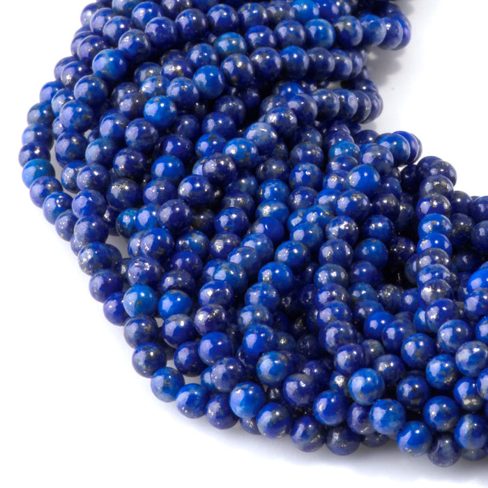 This is a Dakota Stones 3mm Lapis Gemstone strand with round beads in 15-16 inch strand.