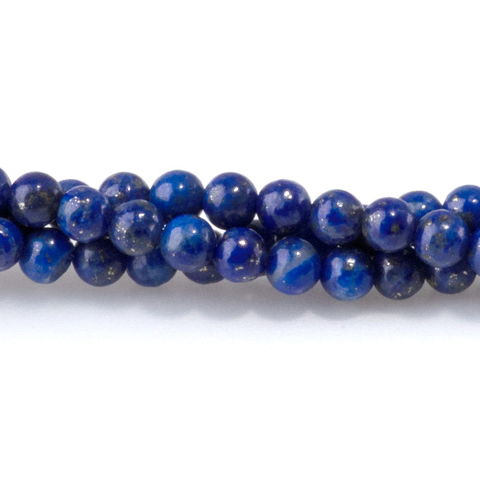 This is a Dakota Stones 3mm Lapis Gemstone strand with round beads in 15-16 inch strand.