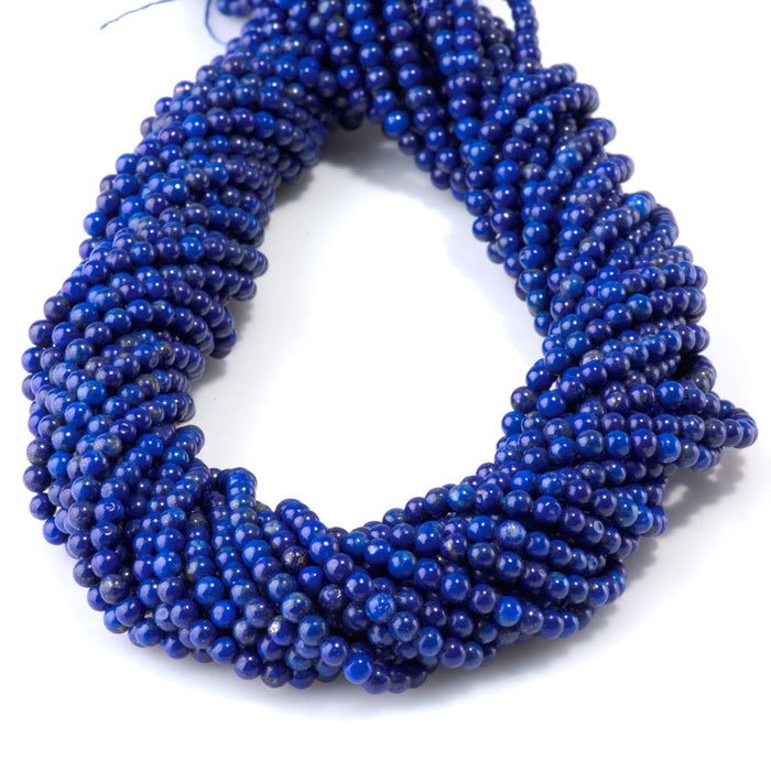 This is a Dakota Stones 3mm Lapis Gemstone strand with AAA grade round beads in 15-16 inch strand.