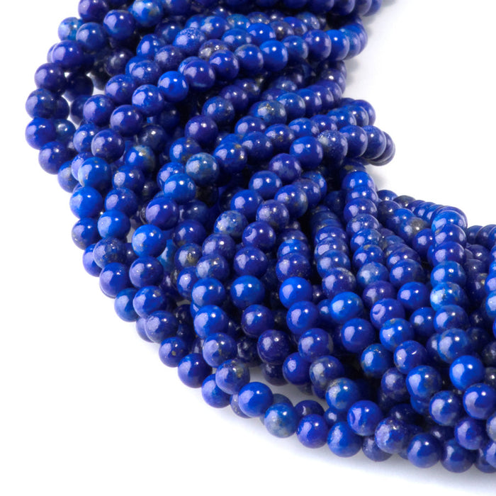 This is a Dakota Stones 3mm Lapis Gemstone strand with AAA grade round beads in 15-16 inch strand.