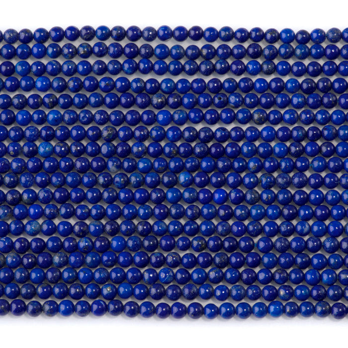This is a Dakota Stones 3mm Lapis Gemstone strand with AAA grade round beads in 15-16 inch strand.
