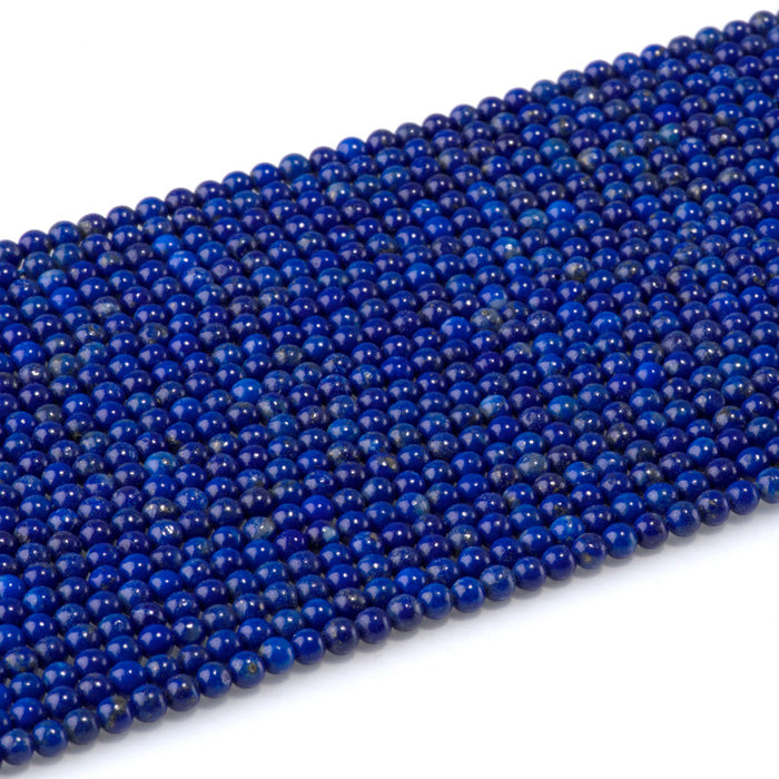 This is a Dakota Stones 3mm Lapis Gemstone strand with AAA grade round beads in 15-16 inch strand.
