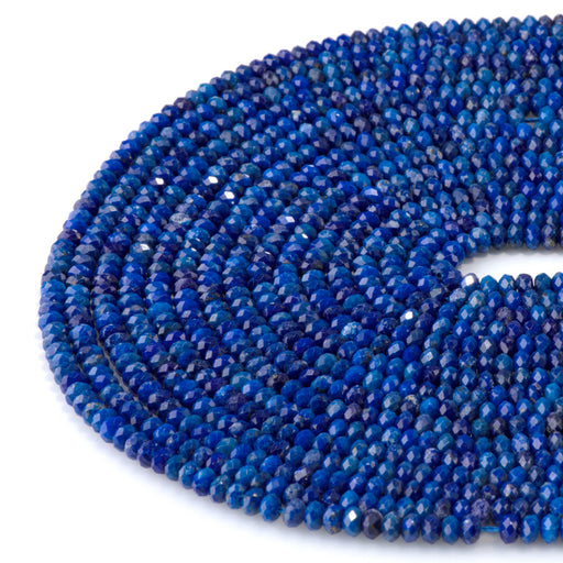 This is a Dakota Stones 3x4mm Lapis Gemstone strand with AAA grade faceted rondelle beads in 15-16 inch strand.