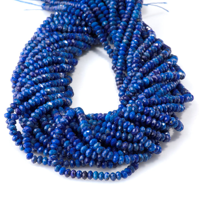 This is a Dakota Stones 3x4mm Lapis Gemstone strand with AAA grade faceted rondelle beads in 15-16 inch strand.