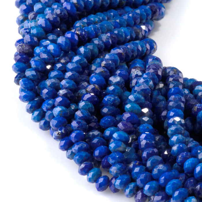 This is a Dakota Stones 3x4mm Lapis Gemstone strand with AAA grade faceted rondelle beads in 15-16 inch strand.