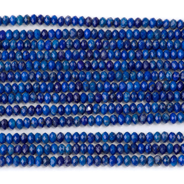 This is a Dakota Stones 3x4mm Lapis Gemstone strand with AAA grade faceted rondelle beads in 15-16 inch strand.