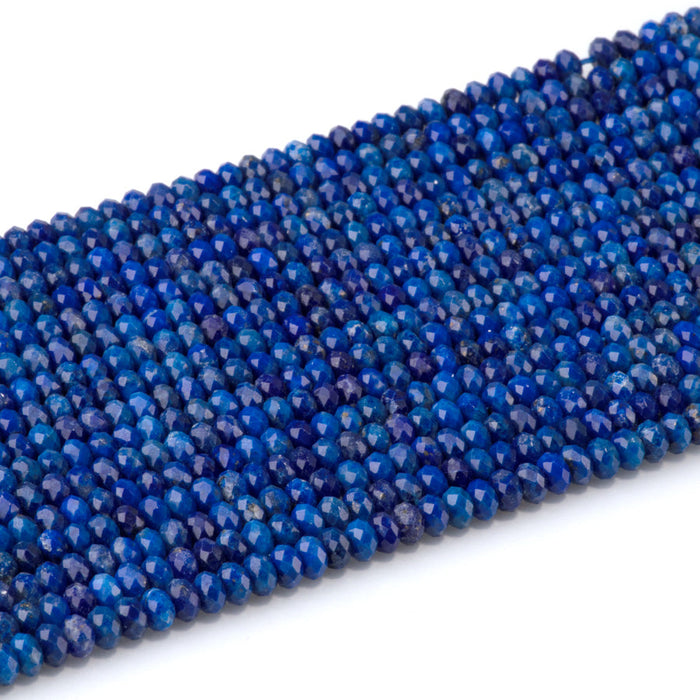 This is a Dakota Stones 3x4mm Lapis Gemstone strand with AAA grade faceted rondelle beads in 15-16 inch strand.