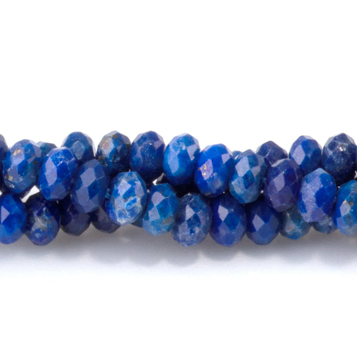 This is a Dakota Stones 3x4mm Lapis Gemstone strand with AAA grade faceted rondelle beads in 15-16 inch strand.
