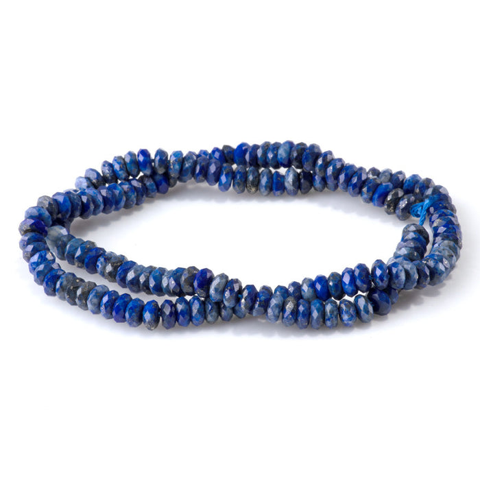This is a Dakota Stones 3x6mm Lapis Gemstone strand with faceted rondelle beads in 15-16 inch strand.
