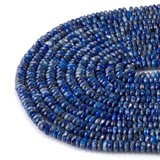 This is a Dakota Stones 3x6mm Lapis Gemstone strand with faceted rondelle beads in 15-16 inch strand.