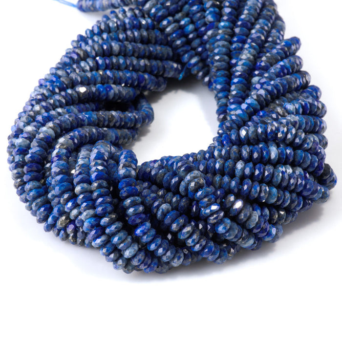 This is a Dakota Stones 3x6mm Lapis Gemstone strand with faceted rondelle beads in 15-16 inch strand.