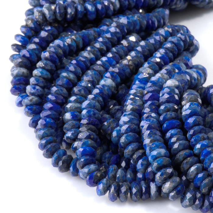 This is a Dakota Stones 3x6mm Lapis Gemstone strand with faceted rondelle beads in 15-16 inch strand.