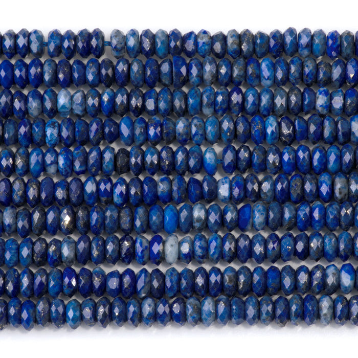 This is a Dakota Stones 3x6mm Lapis Gemstone strand with faceted rondelle beads in 15-16 inch strand.
