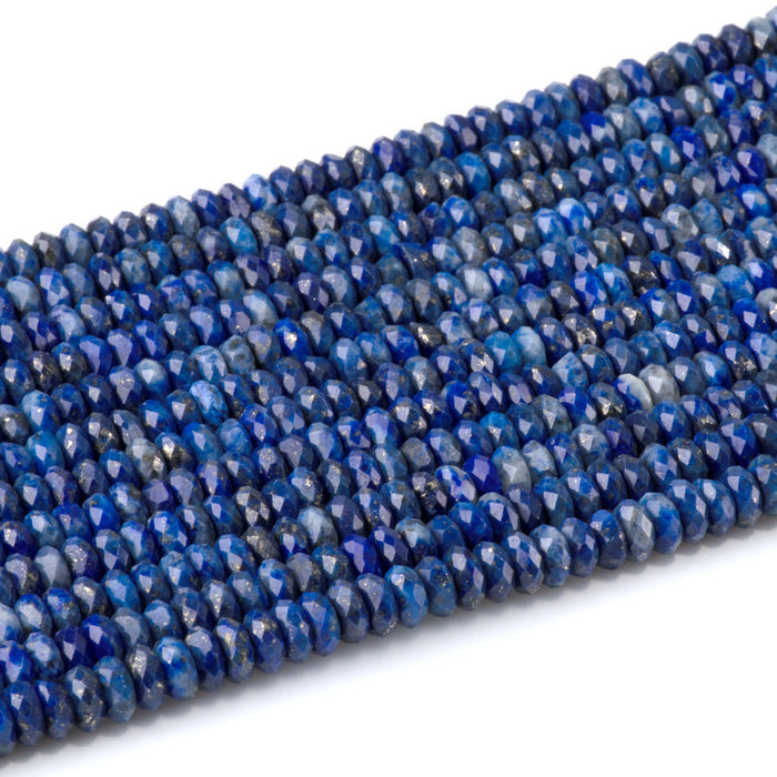 This is a Dakota Stones 3x6mm Lapis Gemstone strand with faceted rondelle beads in 15-16 inch strand.
