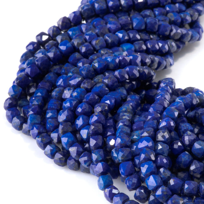 This is a Dakota Stones 4mm Lapis Gemstone strand with AAA grade faceted cube beads in 15-16 inch strand.