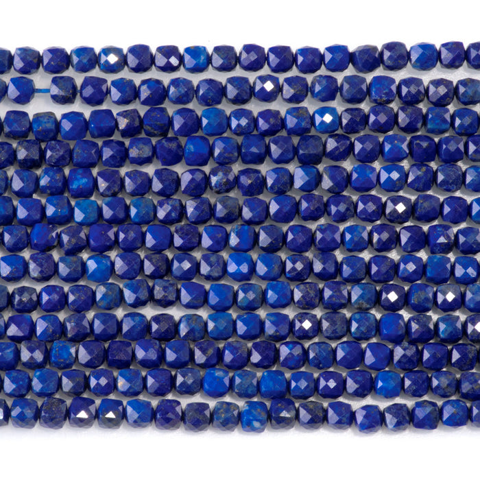 This is a Dakota Stones 4mm Lapis Gemstone strand with AAA grade faceted cube beads in 15-16 inch strand.