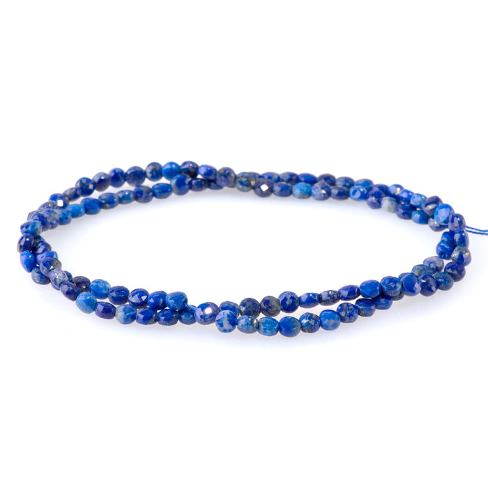 Lapis 4mm Faceted Coin 15-16 Inch