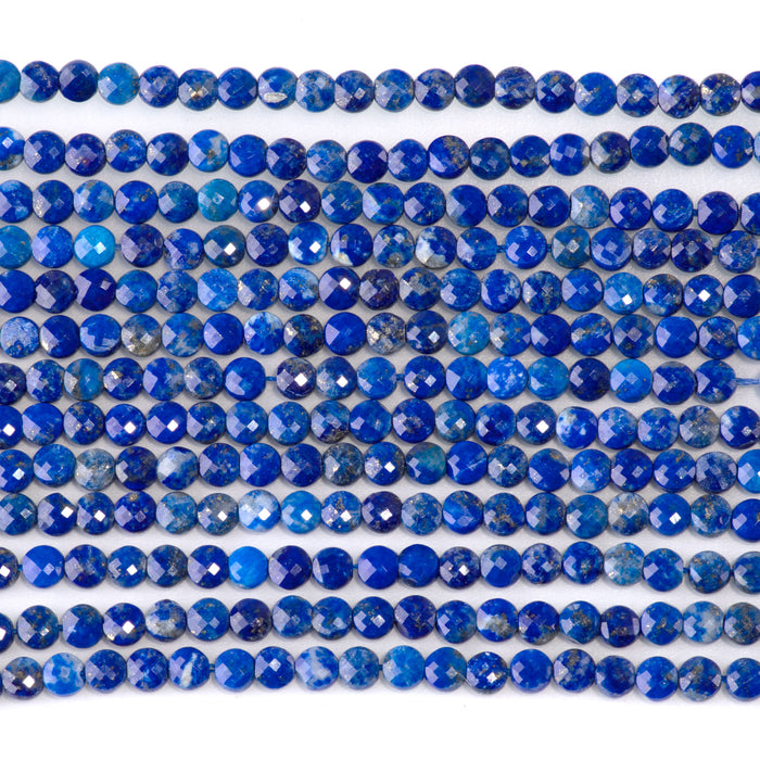 Lapis 4mm Faceted Coin 15-16 Inch