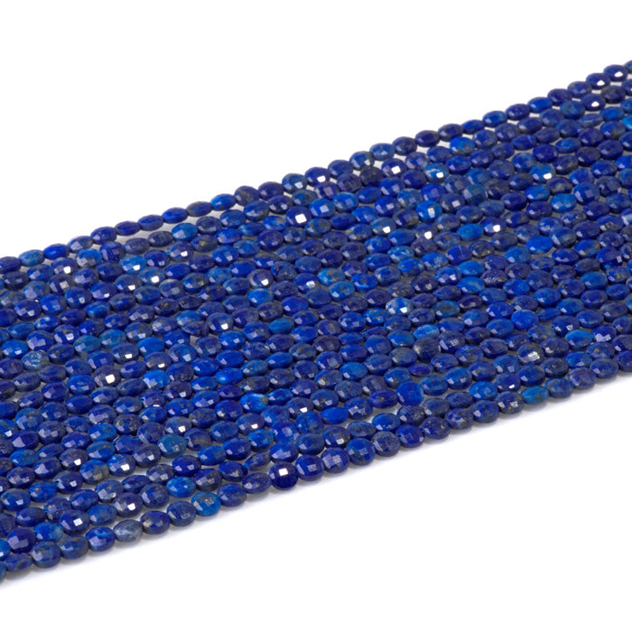 This is a Dakota Stones 4mm Lapis Gemstone strand with A grade faceted coin beads in 15-16 inch strand.
