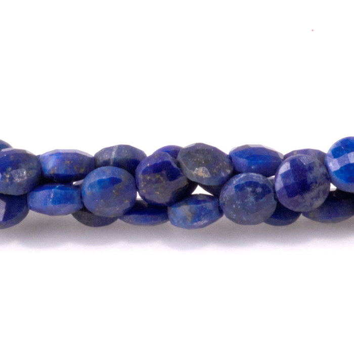 This is a Dakota Stones 4mm Lapis Gemstone strand with A grade faceted coin beads in 15-16 inch strand.