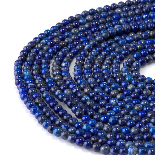 This is a Dakota Stones 4mm Lapis Gemstone strand with round beads.