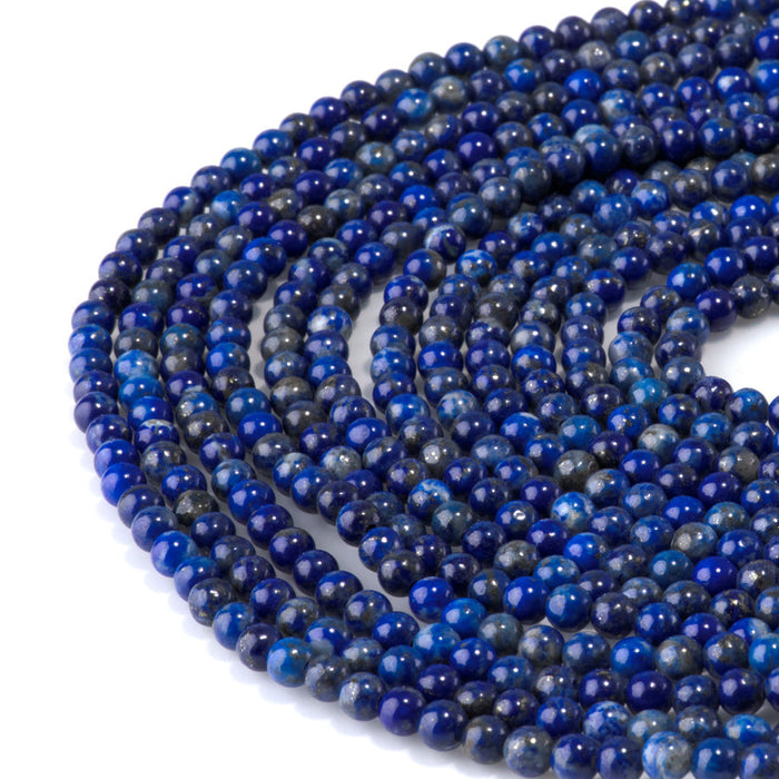 This is a Dakota Stones 4mm Lapis Gemstone strand with round beads.
