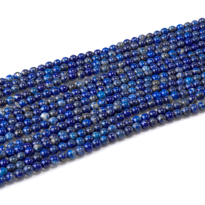 This is a Dakota Stones 4mm Lapis Gemstone strand with round beads.