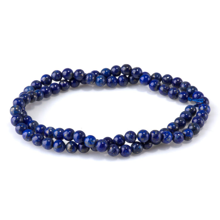 This is a Dakota Stones 4mm Lapis Gemstone strand with AAA grade round beads in 15-16 inch strand.