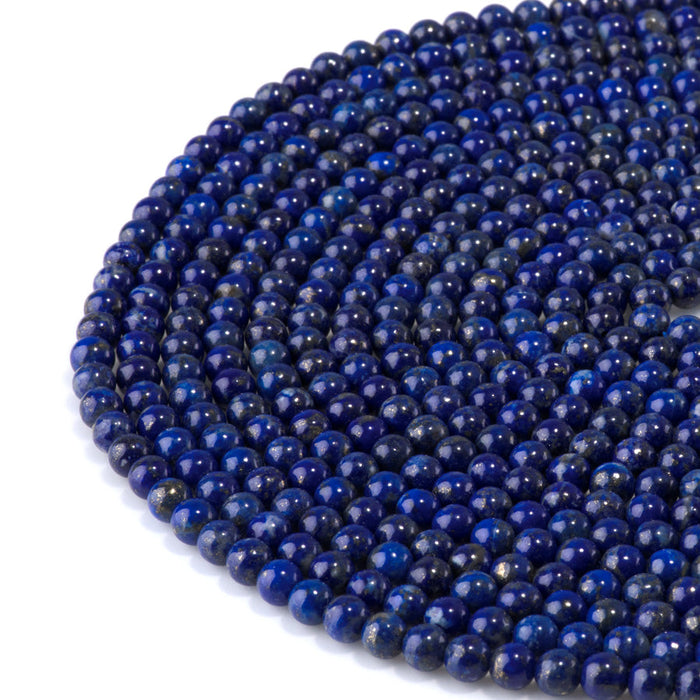 This is a Dakota Stones 4mm Lapis Gemstone strand with AAA grade round beads in 15-16 inch strand.