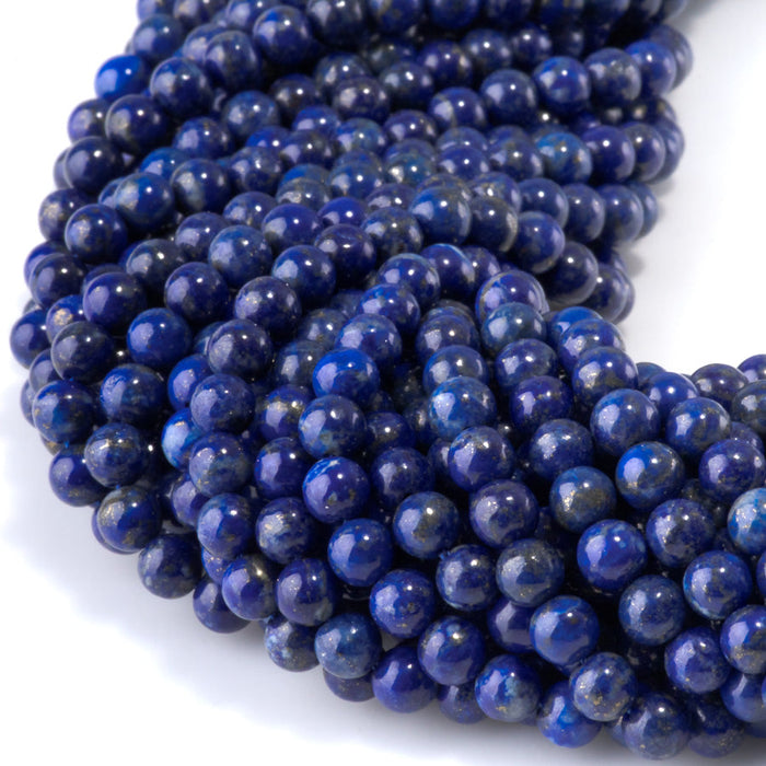 This is a Dakota Stones 4mm Lapis Gemstone strand with AAA grade round beads in 15-16 inch strand.