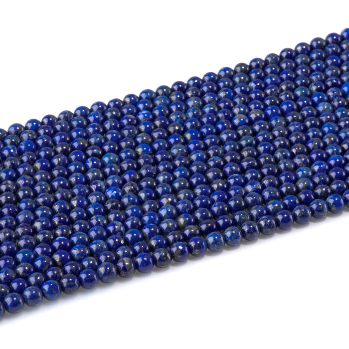 This is a Dakota Stones 4mm Lapis Gemstone strand with AAA grade round beads in 15-16 inch strand.