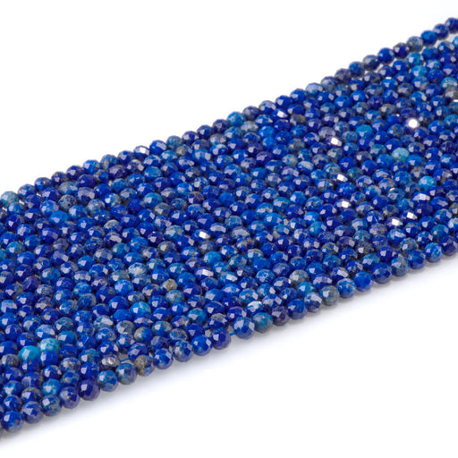 This is a Dakota Stones 4mm Lapis Gemstone strand with faceted round beads in 15-16 inch strand.