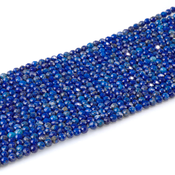 This is a Dakota Stones 4mm Lapis Gemstone strand with faceted round beads in 15-16 inch strand.