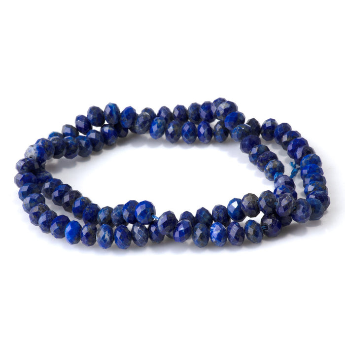 This is a Dakota Stones 4x6mm Lapis Gemstone strand with faceted rondelle beads in 15-16 inch strand.