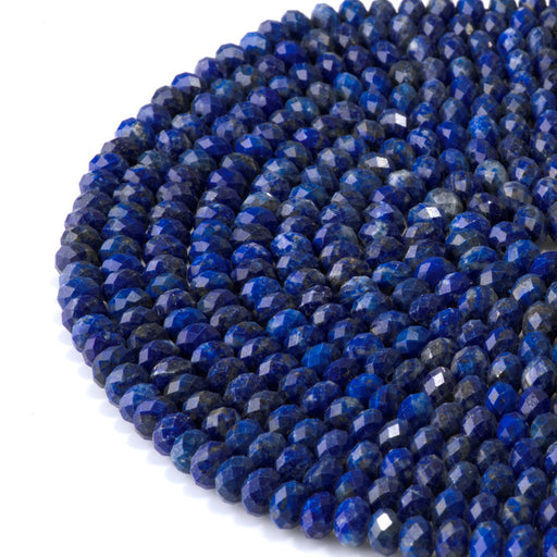 This is a Dakota Stones 4x6mm Lapis Gemstone strand with faceted rondelle beads in 15-16 inch strand.