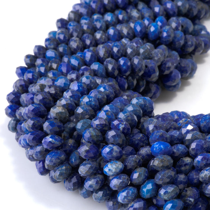 This is a Dakota Stones 4x6mm Lapis Gemstone strand with faceted rondelle beads in 15-16 inch strand.