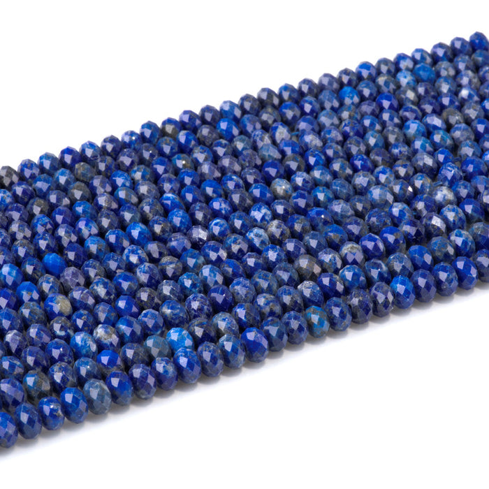 This is a Dakota Stones 4x6mm Lapis Gemstone strand with faceted rondelle beads in 15-16 inch strand.