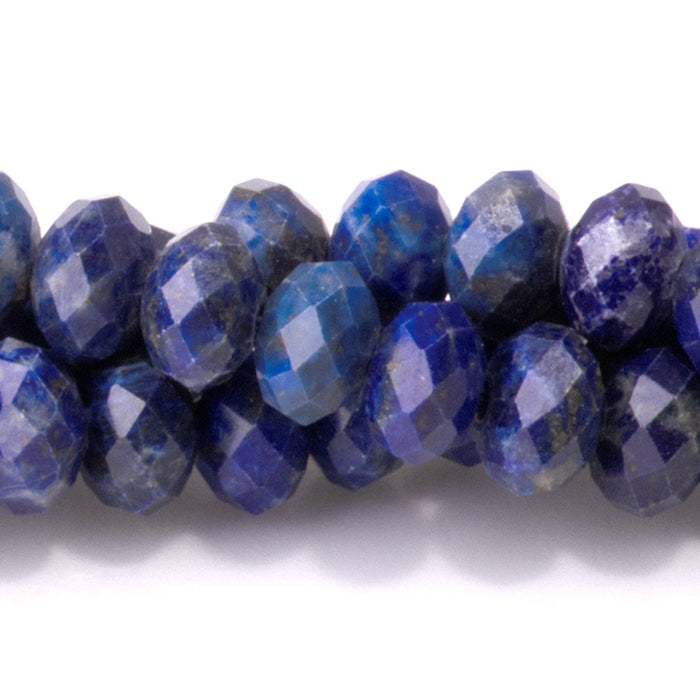 This is a Dakota Stones 4x6mm Lapis Gemstone strand with faceted rondelle beads in 15-16 inch strand.