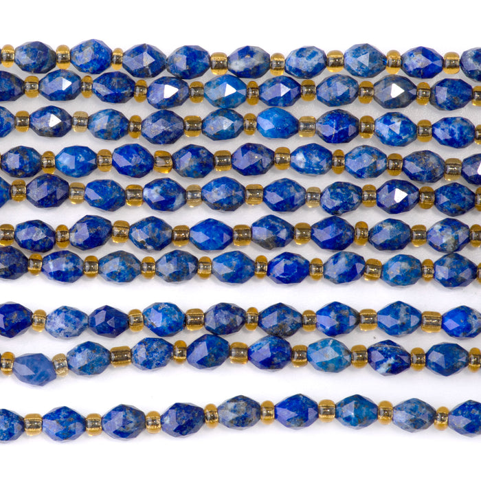 Lapis 4x6mm Triangle Cut Faceted Rice Bead A Grade - 15-16 Inch