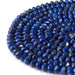 This is a Dakota Stones 5x8mm Lapis Gemstone strand with faceted rondelle beads in 15-16 inch strand.
