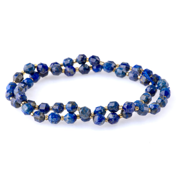 Lapis 6mm Energy Prism Faceted A Grade - 15-16 Inch